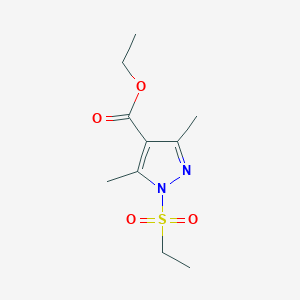 molecular formula C10H16N2O4S B3175436 ethyl 1-(ethylsulfonyl)-3,5-dimethyl-1H-pyrazole-4-carboxylate CAS No. 956938-61-7