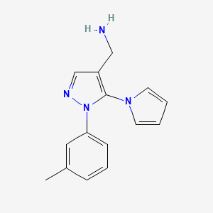 molecular formula C15H16N4 B3175457 [1-(3-methylphenyl)-5-(1H-pyrrol-1-yl)-1H-pyrazol-4-yl]methanamine CAS No. 956977-45-0