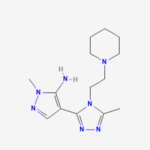 molecular formula C14H23N7 B3175465 1-methyl-4-[5-methyl-4-(2-piperidinoethyl)-4H-1,2,4-triazol-3-yl]-1H-pyrazol-5-amine CAS No. 957010-46-7