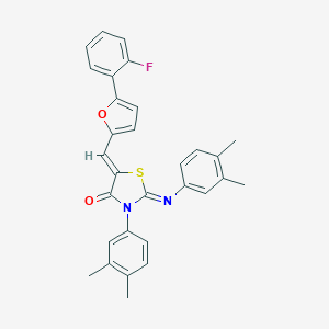 molecular formula C30H25FN2O2S B317548 3-(3,4-Dimethylphenyl)-2-[(3,4-dimethylphenyl)imino]-5-{[5-(2-fluorophenyl)-2-furyl]methylene}-1,3-thiazolidin-4-one 