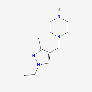molecular formula C11H20N4 B3175505 1-[(1-ethyl-3-methyl-1H-pyrazol-4-yl)methyl]piperazine CAS No. 957428-72-7