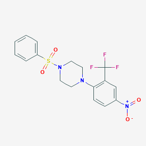 molecular formula C17H16F3N3O4S B317551 1-Benzenesulfonyl-4-(4-nitro-2-trifluoromethyl-phenyl)-piperazine 