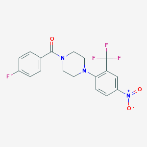 molecular formula C18H15F4N3O3 B317552 (4-Fluorophenyl){4-[4-nitro-2-(trifluoromethyl)phenyl]piperazino}methanone 