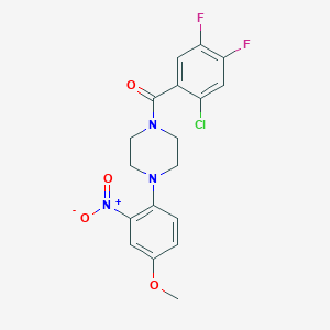 molecular formula C18H16ClF2N3O4 B317556 (2-Chloro-4,5-difluorophenyl)[4-(4-methoxy-2-nitrophenyl)piperazin-1-yl]methanone 