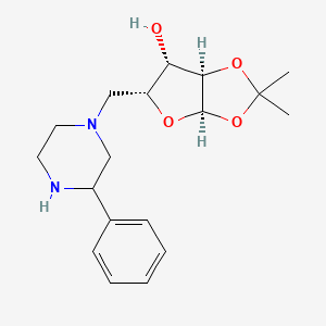 molecular formula C18H26N2O4 B3175560 (3aR,5R,6S,6aR)-2,2-dimethyl-5-[(3-phenylpiperazin-1-yl)methyl]-tetrahydro-2H-furo[2,3-d][1,3]dioxol-6-ol CAS No. 957505-61-2