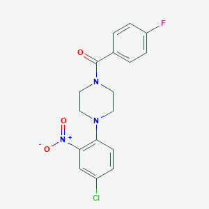 molecular formula C17H15ClFN3O3 B317557 1-(4-Chloro-2-nitrophenyl)-4-(4-fluorobenzoyl)piperazine 