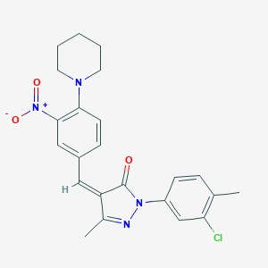 molecular formula C23H23ClN4O3 B317559 2-(3-chloro-4-methylphenyl)-4-[3-nitro-4-(1-piperidinyl)benzylidene]-5-methyl-2,4-dihydro-3H-pyrazol-3-one 
