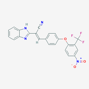 molecular formula C23H13F3N4O3 B317565 2-(1H-benzimidazol-2-yl)-3-{4-[4-nitro-2-(trifluoromethyl)phenoxy]phenyl}acrylonitrile 