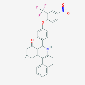 molecular formula C32H25F3N2O4 B317566 5-{4-[4-nitro-2-(trifluoromethyl)phenoxy]phenyl}-2,2-dimethyl-2,3,5,6-tetrahydrobenzo[a]phenanthridin-4(1H)-one 