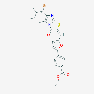 molecular formula C25H19BrN2O4S B317567 ethyl 4-{5-[(8-bromo-6,7-dimethyl-3-oxo[1,3]thiazolo[3,2-a]benzimidazol-2(3H)-ylidene)methyl]-2-furyl}benzoate 