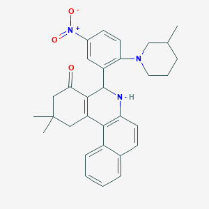 molecular formula C31H33N3O3 B317569 5-[5-nitro-2-(3-methyl-1-piperidinyl)phenyl]-2,2-dimethyl-2,3,5,6-tetrahydrobenzo[a]phenanthridin-4(1H)-one 