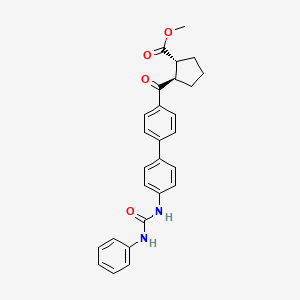 molecular formula C27H26N2O4 B3175723 Cyclopentanecarboxylic acid, 2-[[4'-[[(phenylamino)carbonyl]amino][1,1'-biphenyl]-4-yl]carbonyl]-, methyl ester, (1R,2R)- CAS No. 959122-10-2