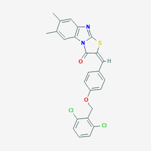 molecular formula C25H18Cl2N2O2S B317573 2-{4-[(2,6-dichlorobenzyl)oxy]benzylidene}-6,7-dimethyl[1,3]thiazolo[3,2-a]benzimidazol-3(2H)-one 