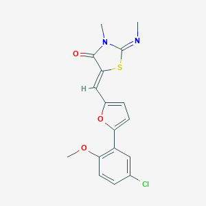 molecular formula C17H15ClN2O3S B317574 5-{[5-(5-Chloro-2-methoxyphenyl)-2-furyl]methylene}-3-methyl-2-(methylimino)-1,3-thiazolidin-4-one 