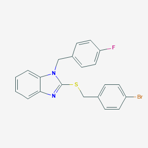 molecular formula C21H16BrFN2S B317577 4-bromobenzyl 1-(4-fluorobenzyl)-1H-benzimidazol-2-yl sulfide 