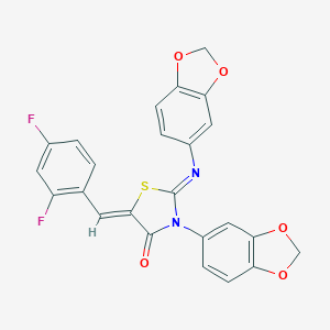 (5Z)-3-(1,3-benzodioxol-5-yl)-2-(1,3-benzodioxol-5-ylimino)-5-[(2,4-difluorophenyl)methylidene]-1,3-thiazolidin-4-one