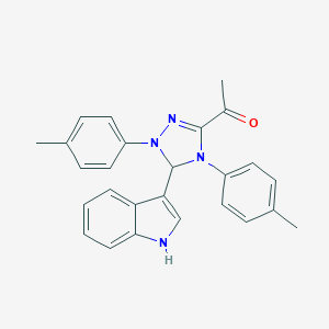 molecular formula C26H24N4O B317579 1-[5-(1H-indol-3-yl)-1,4-bis(4-methylphenyl)-4,5-dihydro-1H-1,2,4-triazol-3-yl]ethanone 