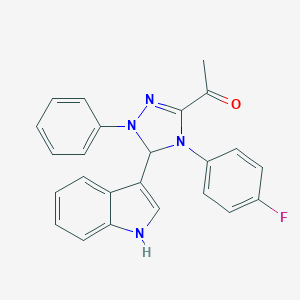 molecular formula C24H19FN4O B317580 1-[4-(4-Fluorophenyl)-5-(1H-indol-3-yl)-1-phenyl-4,5-dihydro-1H-1,2,4-triazol-3-yl]ethanone 