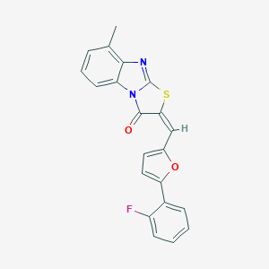 molecular formula C21H13FN2O2S B317603 2-{[5-(2-fluorophenyl)-2-furyl]methylene}-8-methyl[1,3]thiazolo[3,2-a]benzimidazol-3(2H)-one 