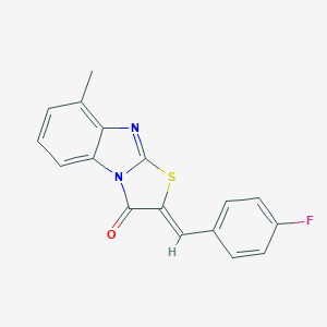 molecular formula C17H11FN2OS B317605 (2Z)-2-(4-fluorobenzylidene)-8-methyl[1,3]thiazolo[3,2-a]benzimidazol-3(2H)-one 