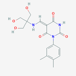 molecular formula C17H21N3O6 B317610 (5Z)-5-[[[1,3-dihydroxy-2-(hydroxymethyl)propan-2-yl]amino]methylidene]-1-(3,4-dimethylphenyl)-1,3-diazinane-2,4,6-trione 