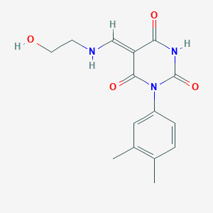 molecular formula C15H17N3O4 B317611 (5Z)-1-(3,4-dimethylphenyl)-5-[(2-hydroxyethylamino)methylidene]-1,3-diazinane-2,4,6-trione 