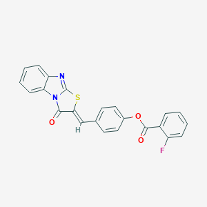 molecular formula C23H13FN2O3S B317613 4-[(3-oxo[1,3]thiazolo[3,2-a]benzimidazol-2(3H)-ylidene)methyl]phenyl 2-fluorobenzoate 