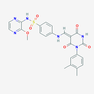 4-[[(Z)-[1-(3,4-dimethylphenyl)-2,4,6-trioxo-1,3-diazinan-5-ylidene]methyl]amino]-N-(3-methoxypyrazin-2-yl)benzenesulfonamide
