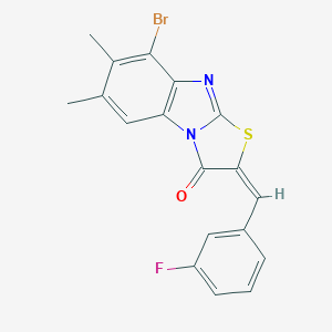 molecular formula C18H12BrFN2OS B317618 8-bromo-2-(3-fluorobenzylidene)-6,7-dimethyl[1,3]thiazolo[3,2-a]benzimidazol-3(2H)-one 