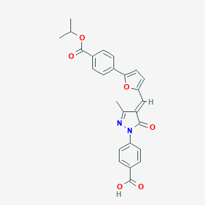 molecular formula C26H22N2O6 B317622 4-[4-({5-[4-(isopropoxycarbonyl)phenyl]-2-furyl}methylene)-3-methyl-5-oxo-4,5-dihydro-1H-pyrazol-1-yl]benzoic acid 