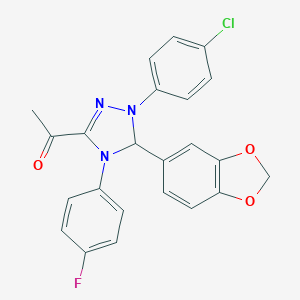 molecular formula C23H17ClFN3O3 B317625 1-[3-(1,3-benzodioxol-5-yl)-2-(4-chlorophenyl)-4-(4-fluorophenyl)-3H-1,2,4-triazol-5-yl]ethanone 