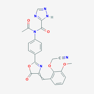 molecular formula C24H18N6O6 B317626 N-acetyl-N-(4-{4-[2-(cyanomethoxy)-3-methoxybenzylidene]-5-oxo-4,5-dihydro-1,3-oxazol-2-yl}phenyl)-1H-1,2,4-triazole-3-carboxamide 