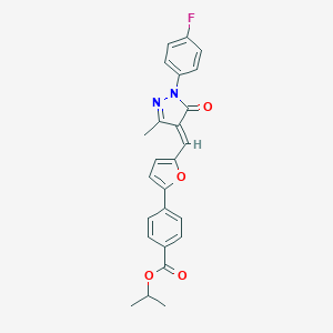 molecular formula C25H21FN2O4 B317627 isopropyl4-(5-{[1-(4-fluorophenyl)-3-methyl-5-oxo-1,5-dihydro-4H-pyrazol-4-ylidene]methyl}-2-furyl)benzoate 