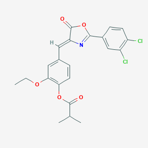 molecular formula C22H19Cl2NO5 B317638 4-[(2-(3,4-dichlorophenyl)-5-oxo-1,3-oxazol-4(5H)-ylidene)methyl]-2-ethoxyphenyl 2-methylpropanoate 