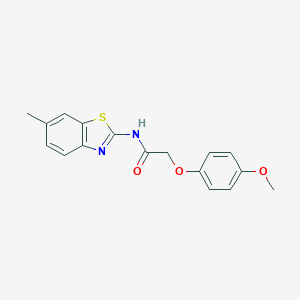 molecular formula C17H16N2O3S B317643 2-(4-methoxyphenoxy)-N-(6-methyl-1,3-benzothiazol-2-yl)acetamide 