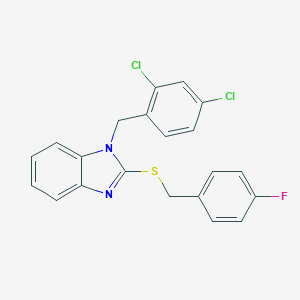 molecular formula C21H15Cl2FN2S B317644 1-(2,4-dichlorobenzyl)-1H-benzimidazol-2-yl 4-fluorobenzyl sulfide 