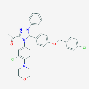 molecular formula C33H30Cl2N4O3 B317646 1-{5-{4-[(4-chlorobenzyl)oxy]phenyl}-4-[3-chloro-4-(4-morpholinyl)phenyl]-1-phenyl-4,5-dihydro-1H-1,2,4-triazol-3-yl}ethanone 