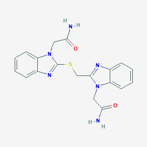 molecular formula C19H18N6O2S B317649 2-[2-({[1-(2-amino-2-oxoethyl)-1H-benzimidazol-2-yl]methyl}thio)-1H-benzimidazol-1-yl]acetamide 