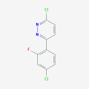 molecular formula C10H5Cl2FN2 B3176504 Pyridazine, 3-chloro-6-(4-chloro-2-fluorophenyl)- CAS No. 99708-45-9