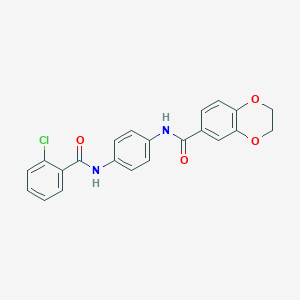 molecular formula C22H17ClN2O4 B317651 N-{4-[(2-chlorobenzoyl)amino]phenyl}-2,3-dihydro-1,4-benzodioxine-6-carboxamide 