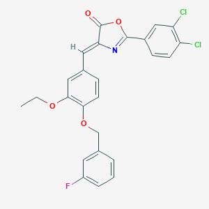 molecular formula C25H18Cl2FNO4 B317655 2-(3,4-dichlorophenyl)-4-{3-ethoxy-4-[(3-fluorobenzyl)oxy]benzylidene}-1,3-oxazol-5(4H)-one 
