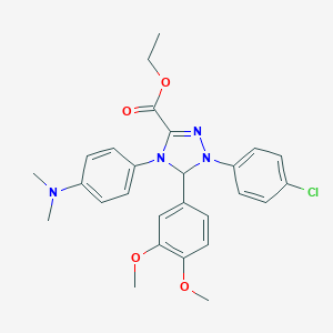 molecular formula C27H29ClN4O4 B317660 ethyl 1-(4-chlorophenyl)-5-(3,4-dimethoxyphenyl)-4-[4-(dimethylamino)phenyl]-4,5-dihydro-1H-1,2,4-triazole-3-carboxylate 