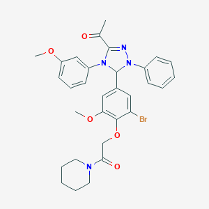 molecular formula C31H33BrN4O5 B317671 1-[5-{3-bromo-5-methoxy-4-[2-oxo-2-(1-piperidinyl)ethoxy]phenyl}-4-(3-methoxyphenyl)-1-phenyl-4,5-dihydro-1H-1,2,4-triazol-3-yl]ethanone 