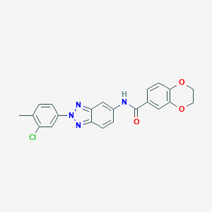 molecular formula C22H17ClN4O3 B317672 N-[2-(3-chloro-4-methylphenyl)-2H-1,2,3-benzotriazol-5-yl]-2,3-dihydro-1,4-benzodioxine-6-carboxamide 