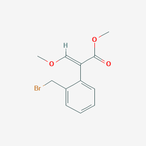 molecular formula C12H13BrO3 B3176824 (E)-甲基 2-(2-(溴甲基)苯基)-3-甲氧基丙烯酸酯 CAS No. 117428-49-6