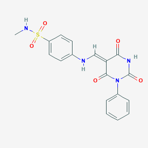 N-methyl-4-[[(Z)-(2,4,6-trioxo-1-phenyl-1,3-diazinan-5-ylidene)methyl]amino]benzenesulfonamide