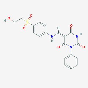 molecular formula C19H17N3O6S B317691 (5Z)-5-[[4-(2-hydroxyethylsulfonyl)anilino]methylidene]-1-phenyl-1,3-diazinane-2,4,6-trione 