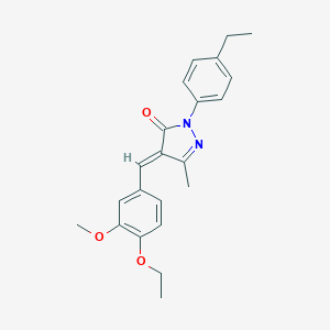 molecular formula C22H24N2O3 B317696 4-(4-ethoxy-3-methoxybenzylidene)-2-(4-ethylphenyl)-5-methyl-2,4-dihydro-3H-pyrazol-3-one 