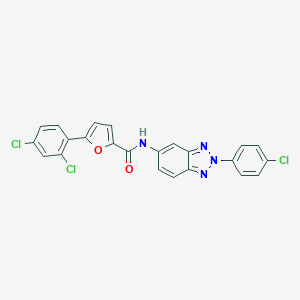 molecular formula C23H13Cl3N4O2 B317704 N-[2-(4-chlorophenyl)-2H-1,2,3-benzotriazol-5-yl]-5-(2,4-dichlorophenyl)-2-furamide 