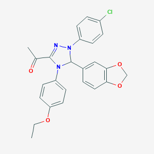 molecular formula C25H22ClN3O4 B317709 1-[5-(1,3-benzodioxol-5-yl)-1-(4-chlorophenyl)-4-(4-ethoxyphenyl)-4,5-dihydro-1H-1,2,4-triazol-3-yl]ethanone 